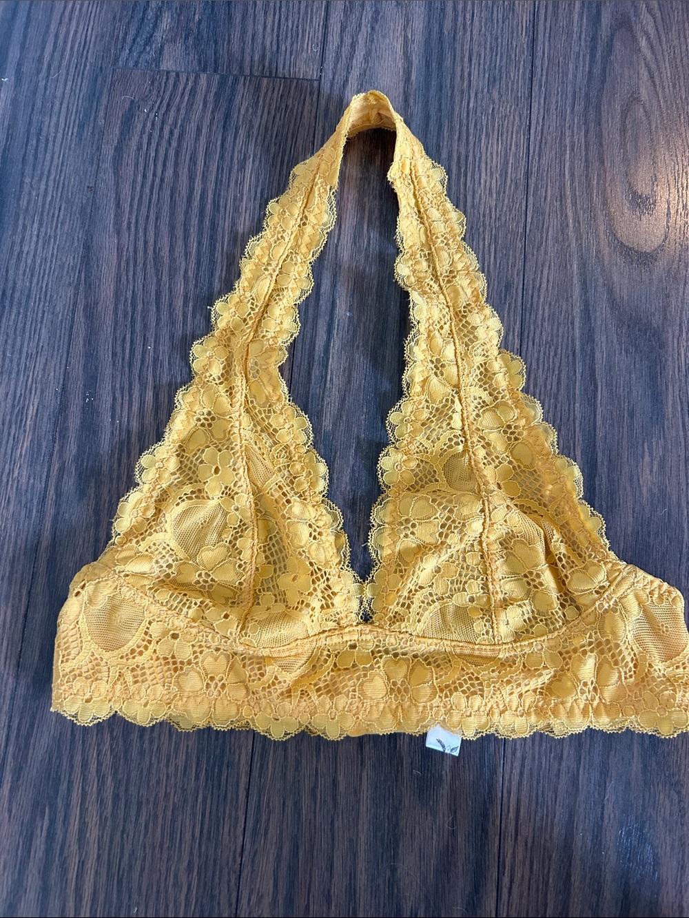 Lace Halter Bralette in Mustard Yellow